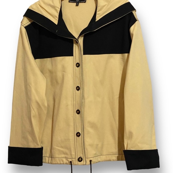 St. John Sport by Jacket Marie Gray Size Large Yellow Navy Blue Hooded - Picture 8 of 9